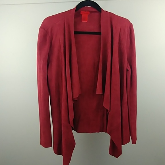 Like NEW V Christina Orange Red Suede Cardigan M - Picture 1 of 7